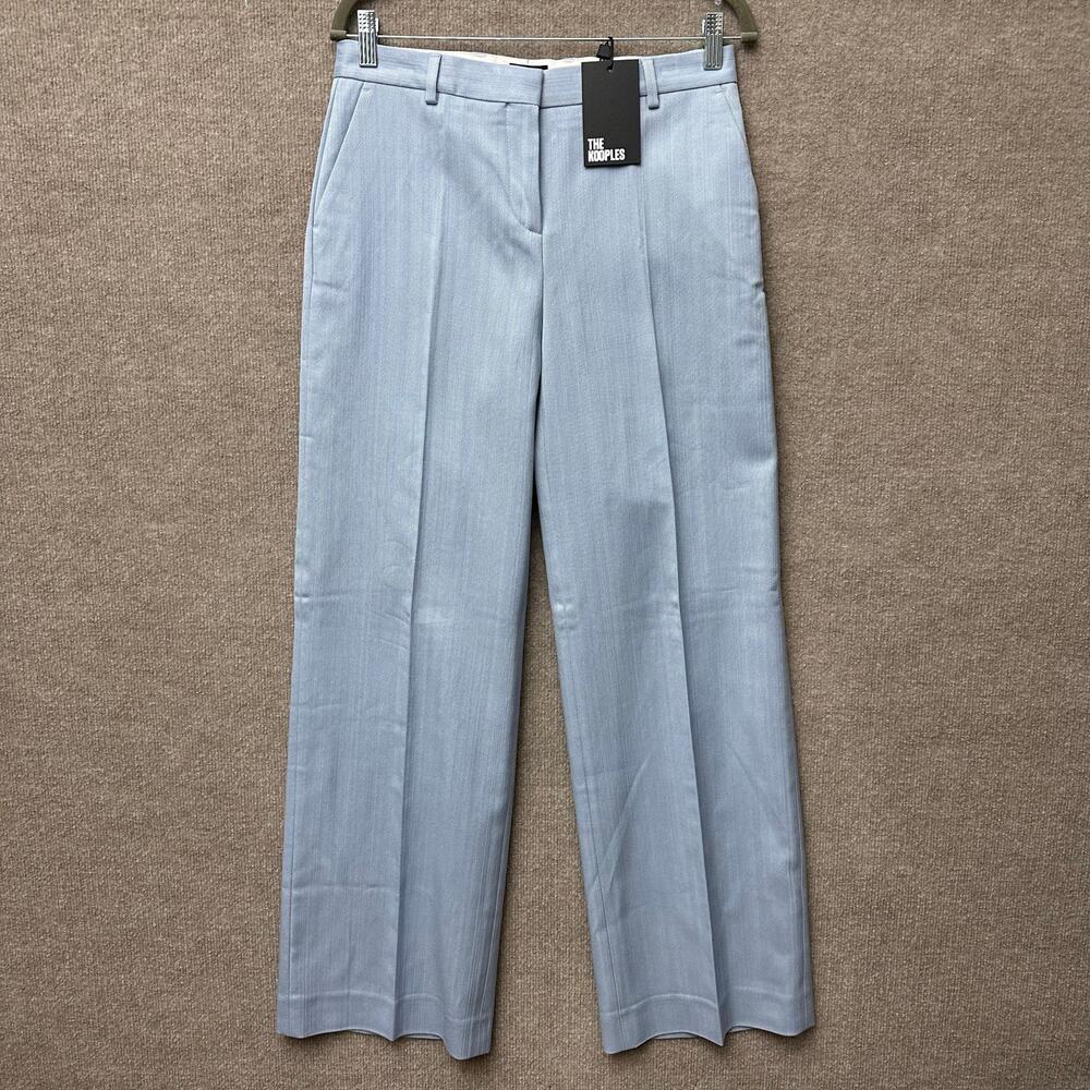 The Kooples Light Blue Wide Leg Woven Tailored Trousers Pants Size FR 36 US 4